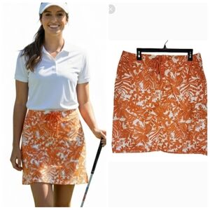 Liz Claiborne golf Skirt orange and white Hawaiian print Women's plus size 14